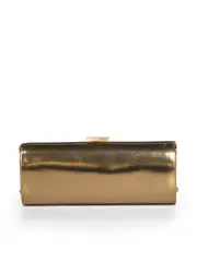 Gold Patent Leather Clasp Clutch