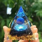 Orgone Pyramid For Positive Energy And Amethyst Crystal Ball, With Protection From Crystals Energy Generator For Stress Reduce Healing Meditation And Wealth At