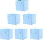 27X28X27 CM Blue 6X Pack Foldable Folding Storage Cube Storage Box Bookcase Fabr