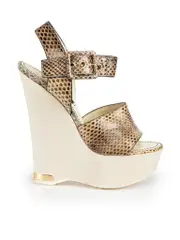 Brown Snakeskin Platform Wedges