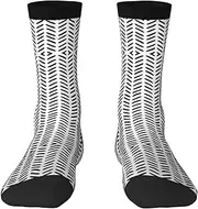 [JEJEA] Black and white pattern print Socks For Men and Women Men's Moisture Control Crew Socks Gifts For Golf, Hunting, Camping