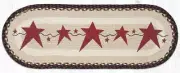 Braided Jute Hand Stenciled Oval Table Runner. Earth Rugs. PRIMITIVE STARS 13X36