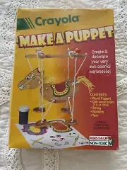 Vintage 1995 Crayola Kids Make A Puppet Marionette Kit Wood Craft DIY Kit NOS