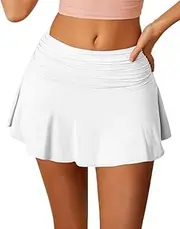[Generic] Women's Summer Cute Elastic Waist Ruched Ruffle Stretchy Mini Short Skirts