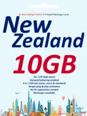 New Zealand Travel - 20 days 10GB Vodafone NZ Prepaid data SIM card 4G/LTE