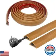 Floor Cord Cover Wood Grain Cable Cavity 0.5inx0.3in Self Adhesive Cord Hider