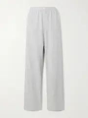 [SKIMS] SKIMS - Boyfriend Stretch-modal And Cotton-blend Jersey Track Pants - Light Heather Grey - Light gray - XL XL Gray