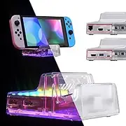 eXtremeRate AiryDocky DIY Kit LED Version Replacement Shell Case for Nintendo Switch & Switch OLED Dock, Redesigned Control 7 Color 39 Effects RGB LED Kit for Nintendo Switch OLED Dock