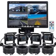 Backup Camera Monitor kit 4Pin System +7" Quad Split Screen for Bus Truck 12V/24