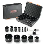 Hole Saw Kit, 11 PCS Saw Blades, 2 Drill Bits, 1 Hex Wrench, Bi Metal M42 Hole Saw Set with Carrying Case, General Purpose Size from 3/4" to 3", Ideal for Wood Board, Iron and Plastic