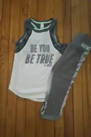 NWOT Justice Girl Outfit Tank Top built-in bra/capri leggings Size 8