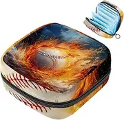 Period Bag,Sanitary Napkin Storage Bag,Baseball in Fire and Water,Tampon Holder for Purse
