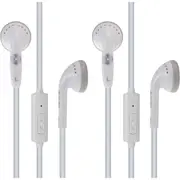 2x Moki Stereo In-Ear Earphones 3.5mm Headset w/Volume Control/In-Line Mic White