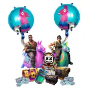 9x Piece Video Game Character - Cake Decoration + Llama Balloon Bundle