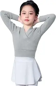 [Dayrose] Girl's Ballet Sweater, Soft Long Sleeve Girls Active Sweater, Pullover Girls Dance Sweater for Ballet/Warm Ups