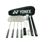 Yonex 4 Players Badminton Racquet Set Racket - Shuttlecocks -Net - Poles - Bag