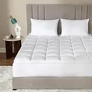 CirclesHome Mattress Pad - King Size Mattress Topper with Anti-Slip Anchors - 100% Cotton Filled with Alternative Down Filling - Soft Feel, Comfortable, Breatheable, and Assists with Back Relief