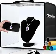 Glendan Portable Photo Studio Light Box,12"x12" Professional Dimmable Shooting Tent Kit with 112 LED Lights & 6 Backdrops for Jewelry and Small Items Product Photography