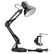 Architect Task Lamp，Adjustable Swing Arm Desk Lamp with Clamp，Classic Black