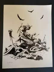 Kubal’s Anguish - Frank Frazetta Poster Print 9x11 Black & White