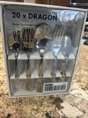 Lot 20pc IKEA DRAGON Glossy Stainless Flatware Spoons Forks Knives - New