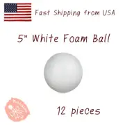 5" Foam Ball x 12pc Round White Polystyrene Modelling Sphere Foam Craft