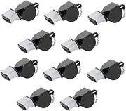 Zicojia 10 Piece Professional Whistle Soccer Basketball Referee Whistle Black Plastic Big Sound Whistle Seedless