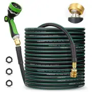 100 ft Rubber Garden Hose with Nozzle - Newly Leak-proof & Kink-free Design |...