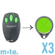 3 x Merlin+ C945 C940 Genuine/Original Garage/Gate Door Remote MR600 MR650 MT60