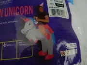 inflatable Ride a Unicorn costume with hat Adult One Size Blue Red