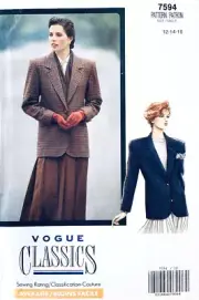 Vintage Vogue Classics Pattern 7594 Misses Lined Jacket Blazer Size 12 14 16