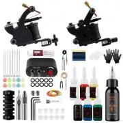Tattoo Kit Beginner Tattoo Machine Gun with Power Supply Needles Permanent Ink