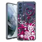 For Samsung Galaxy S20 S21 S23 S24 FE 5g TPU Case+Glass(Pink Bouquet)