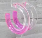2.25" CLEAR/PINK OMBRE LUCITE TRANSLUCENT CHUNKY HOOP EARRINGS *SKANKY HOOPS*