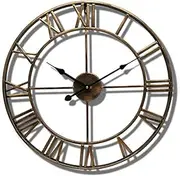 Garden Clocks Outdoor Waterproof, Roman Numeral Indoor and Outdoor Clocks for The Garden Wall Mounted Metal Precision Mute, A