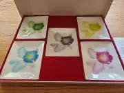 Set Of 5 Vintage Ando Hinode Cloisonne Floral Dishes Made In Japan . NIB