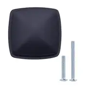 AMAZON BASICS 1.2 Inch Diameter Traditional Square Cabinet Knob, Flat Black