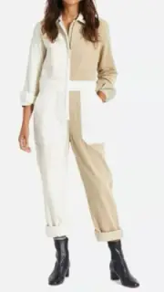 Brixton Coverall Small Ivory Corduroy Western Colorblock Dove Vanilla Mersey