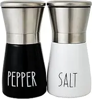 2PCS Salt and Pepper Grinder Set, Black and White Original Salt and Pepper Grinder Set - Adjustable Sea Salt Grinder & Pepper Grinder - Stainless Steel & Glass Salt and Pepper Shakers 2pack