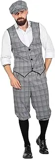 [WILBERS & WILBERS] 20s Peaky Blinders Men's Glencheck Suit Knickerbocker Black and White Vest Flat Cap