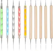 YUUSIKCO Dotting Pen, Nail Art Dotting Tools, Embossing Pen, Dotting Tools Set, Nail Design Marbleizing Tool Pen, for Nail Art, Dotting Tools for Stones Embossing Pattern, Pack of 10