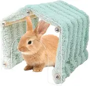 Small Animal Tunnel | Indoor Animal Hide Tunnel with Acrylic Door - Cozy Plush House Space-Saving Habitat Decoration for Hedgehog, Hamster, Bunny, Chinchilla