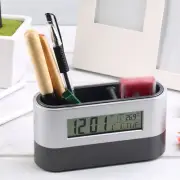 Electronic Digital Pen Holder Alarm Clock Calendar Temperature Display Timer