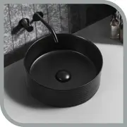 Simplus Ceramic Basin Vanity Sink Hand Wash Bowl Above Counter for Bath Matte Black 360x360x120cm