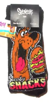 Spencer's Scooby-Doo Scooby Snacks crew socks size 6-12 black poly-spandex
