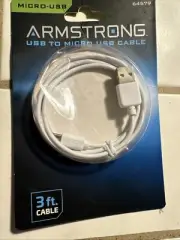 ARMSTRONG USB to Micro USB Cable 3 ft. white Cable- Micro USB #64579