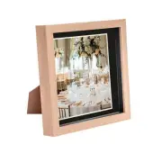 Shadow Box Frame 3D Picture Photo 8 x 8" with 6 x 6" Mount Light Wood/Black