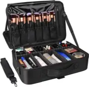 Makeup Train Case Cosmetic Bag Professional Brush Organizer and Storage Travel