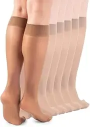 [LORES] Socks for Women – Silky Smooth Everyday Socks, Elegant 15 Den Knee-Highs, Lightweight and Comfortable Knee-High Stockings, 6-Pack for Everyday and Office Wear