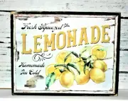 Fresh Squeezed Lemonade Farmhouse Rustic Wood Block Shelf Sitter 3.5X4.5